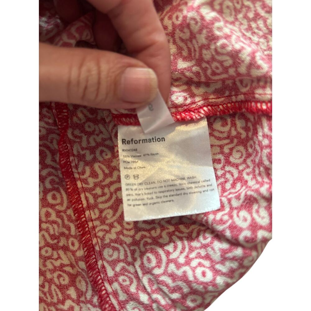 Reformation Red Abstract Print Mini Dress Size 6 - Picture 5 of 7